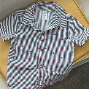 Carter's Navy Striped Shirt with Red Stars